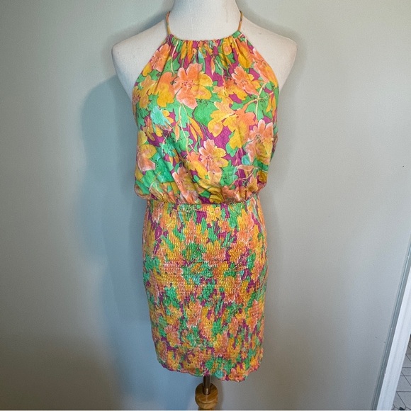 LOST + WANDER Eternal Lights Floral Minidress - Peach Multi - Size M - Picture 2 of 8